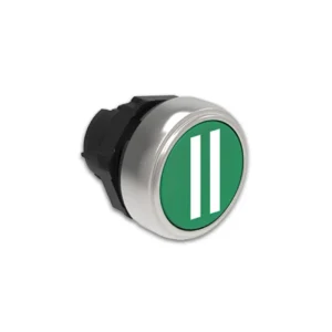 BOTON PULSADOR VERDE C/SIMBOLO DOBLE LINEA LOVATO